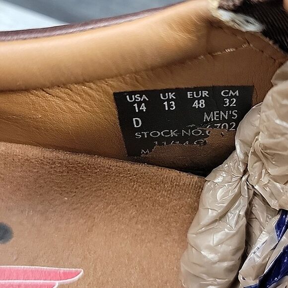 Red Wing 6702 Brown Leather Safety Shoes Loafers Slip-On men's SZ 14D Wide Width - Picture 13 of 13